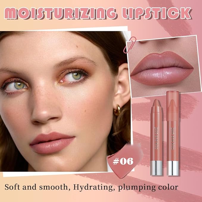 Maroon Hydrating Cream Lipstick Lip Crayon for Women, Moisturizing Lipstick Long-lasting Waterproof, Retractable Lips Crayon Liner for Ombre Shades, Lipgloss Tinted Lip Balm + Lips Color in One, 06
