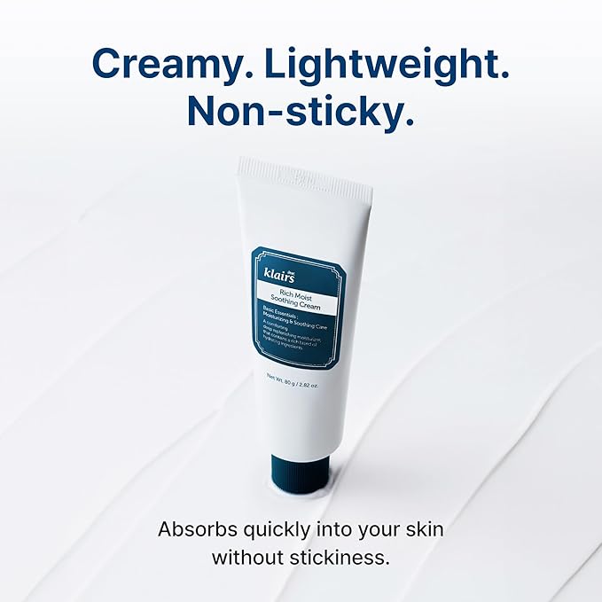 DearKlairs Rich Moist Soothing Cream | Moisturizer for Barrier Repair, Sensitive Skin, Hypoallergenic, Centella Asiatica, Ceramide, Non-Sticky Texture, Korean Face Care 2.82 Fl Oz