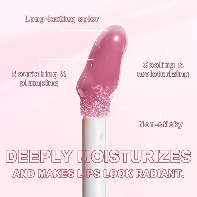 6Pcs Hydrating Lip Oil, Mini Lip Glaze Shiny Transparent Lip Glow Oil, Nourishing & Non-sticky Long Lasting Fresh Clear Smooth Lip Care Plumping Lip Oil (6PCS)