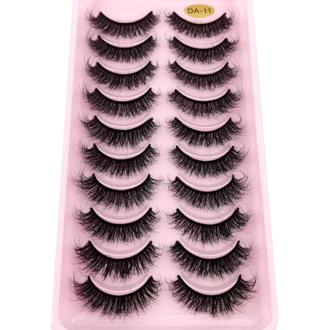 HBZGTLAD New 10 Pairs 3D Mink Lashes False Eyelashes Handmade Wispy Fluffy Long Lashes Natural Eye Makeup Tools Eye Lashes(FA-11)
