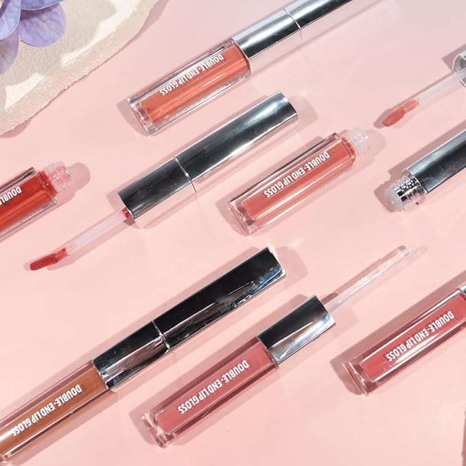 2-in-1 Matte Liquid Lipstick & Clear Lip Gloss, Long Lasting Waterproof Smudge Proof 24 Hour Lip Color Stain, Non Stick & Non Fading, Vegan Matte Makeup Lip Stain for Women, Soft Rose Pink #02
