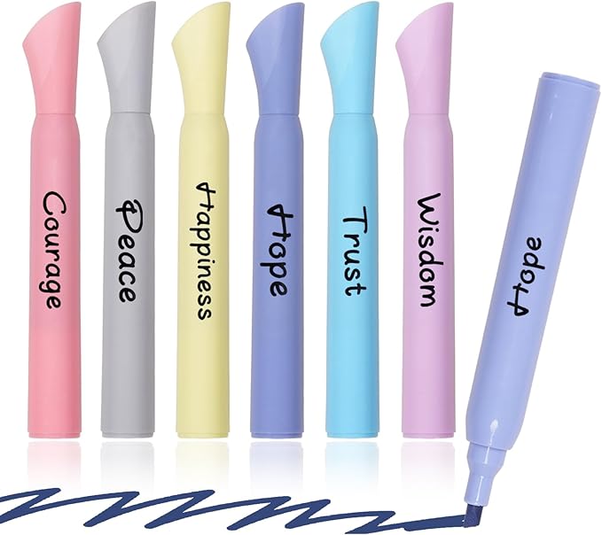 Highlighters Assorted Colors, 6 Pack Tank Style Highlighters, Chisel Tip, No Bleed Bible Highlighter Markers for Teacher Students, Classroom Must Have, School Supplies