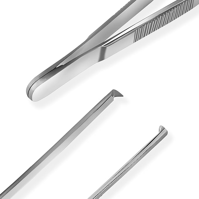 Luca Ear Adson Bayonet Shape Tweezer Forceps Stainless Steel (Tissue 1x2 Teeth Luca Ear, 5")
