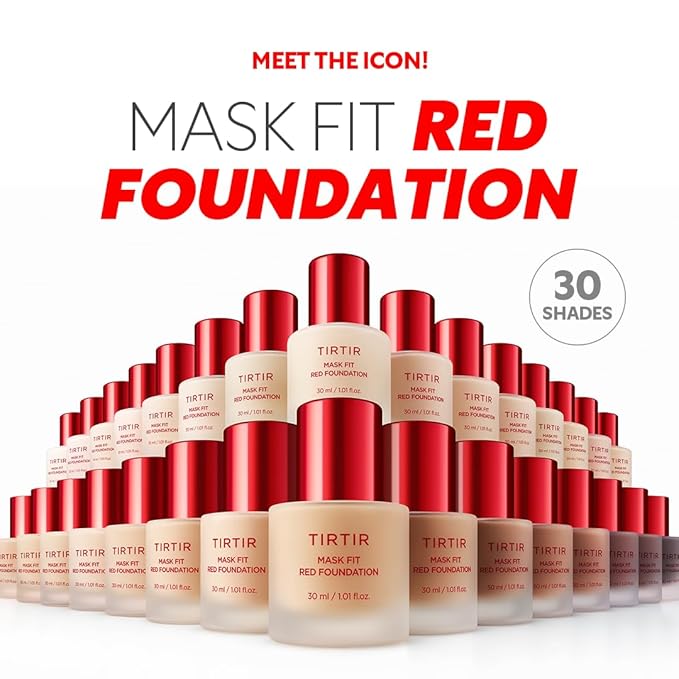 TIRTIR Mask Fit Red FoundationㅣLong Lasting Flawless Coverage, Energy Essence, Lightweight, Hydrating, Pore-Blurring, Breathable Satin Finish, Makeup, Radiant Skin, #27C Cool Beige, 1.01 Fl Oz