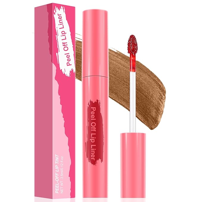 Lip Stain Peel Off - Long Wear Tattoo Lip Liner, Waterproof & Transfer-proof Peel Off Lip Stain with Matte Finish, Lip Tint For All Skin Types ((Brown, 1 Count(Pack of 1))