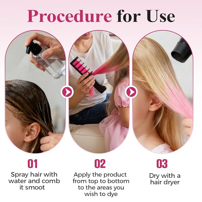 12 Colors Festive Fun Hair Chalk Combs, 2026 New Temporary Glitter Hair Colors Hair Chalk Combs, Washable DIY Hair Color Dye for Birthday Christmas Party Gifts for Teenage Girls Kids (10 Colors)