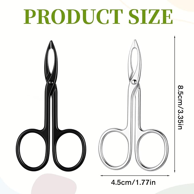 2 PCS Scissor Tweezers with Handles, Scissor Tweezers for Eyebrows, Metal Straight Tip with Scissors Handle Eyebrow Plucker Tweezer for Remover Facial Hair and Eyebrow Care(Silver, Black)