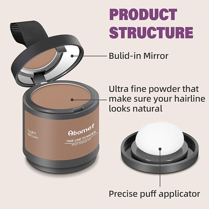Hairline Powder Instantly Conceals Hair Loss, Root Touch Up Hair Color Powder, Hair Toppers for Women Men, Hair Fibers for Thinning Hair, Root Cover Up lasting 24 hours (Light Brown, 0.35)