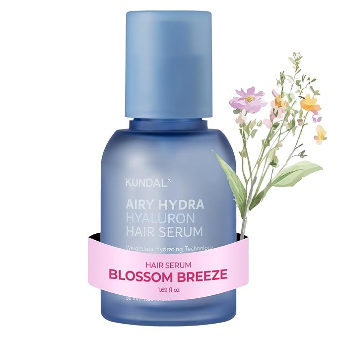 KUNDAL Hyaluronic Acid Lightweight Hair Serum for Thin & Fine, Hydra Hyaluron Hair Serum for Frizz Control, Volume & Moisture Boost – Blossom Breeze, 1.69fl oz, Stocking Stuffers