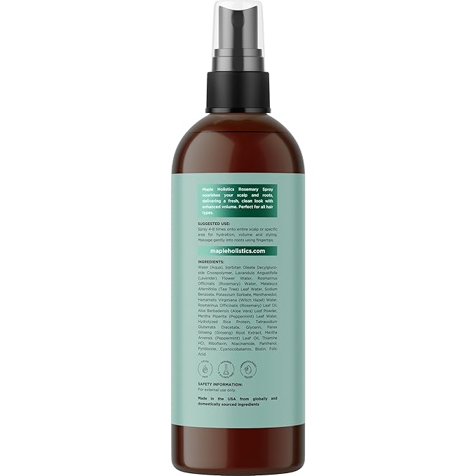 Rosemary Water Spray for Hair & Scalp - Biotin Rosemary Rice Water Spray with Nourishing B Vitamins Ginseng Extract and Peppermint Oil - Dry Hair & Scalp Treatment - Vegan & Cruelty-Free (8 Fl Oz)