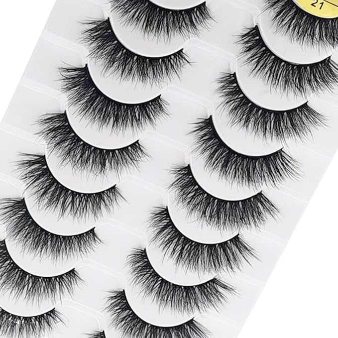 HBZGTLAD New 10 Pairs 3D Mink Lashes False Eyelashes Handmade Wispy Fluffy Long Lashes Natural Eye Makeup Tools Eye Lashes(5D-21)