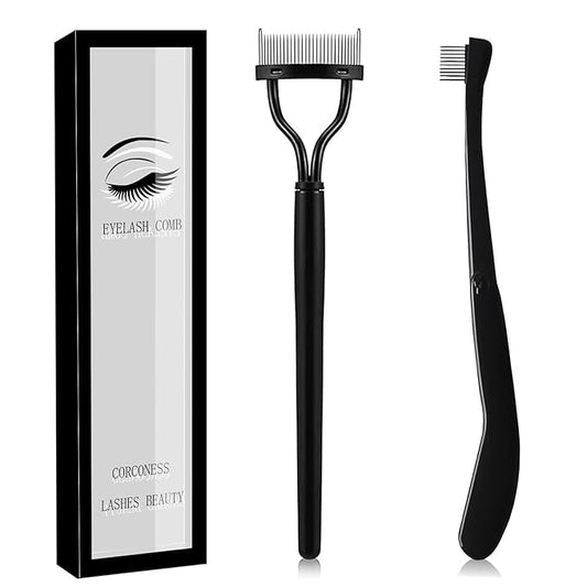 Eyelash Comb, 2PCS Eyelash Separator Tool Lash Comb Lash Separator With Cover For Girls Women Eye Makeup Brushes Separator Mascara Applicator Tools With Metal Teeth