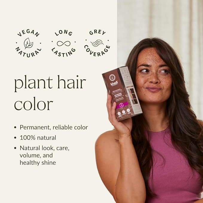 khadi ASH BROWN Natural Hair Color - Natural cosmetics - hair color for matte & medium brown - plant hair color - 100% herbal, natural & vegan - 3.5 oz