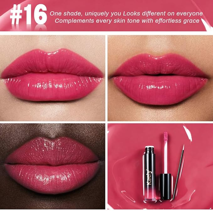 Kaely Longwear Shine Lipstick for Women, Highly Pigmented Liquid Lip Color Makeup, Non-Transfer Lip Gloss Stain Waterproof Smudge Proof 24 Hour, Glossy Finish, Vegan & Cruelty-free, 16 STRIKING