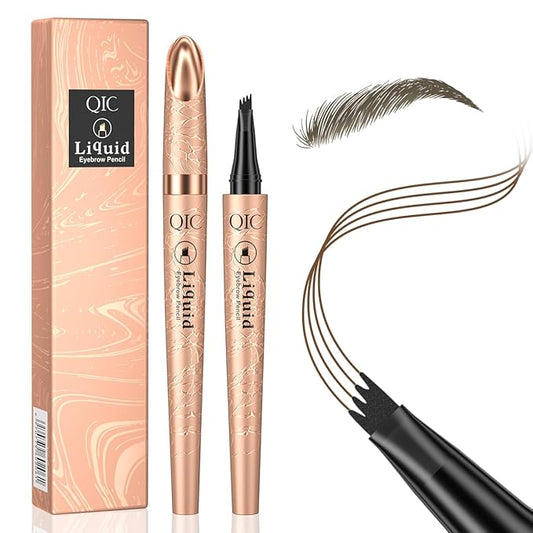 Microblading Eyebrow Pencil for Women - Waterproof Eyebrow Pen with 2-Fork-Tip Eye Brow Pen Create Natural Hair-Like Brows, Brow Pencil for Perfect Eyebrows Makeup Last All-Day, Light brown