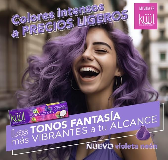 Küül's FUNNY COLORS - Tintes de Fantasia ((VIOLETA NEON), 3.04 oz)