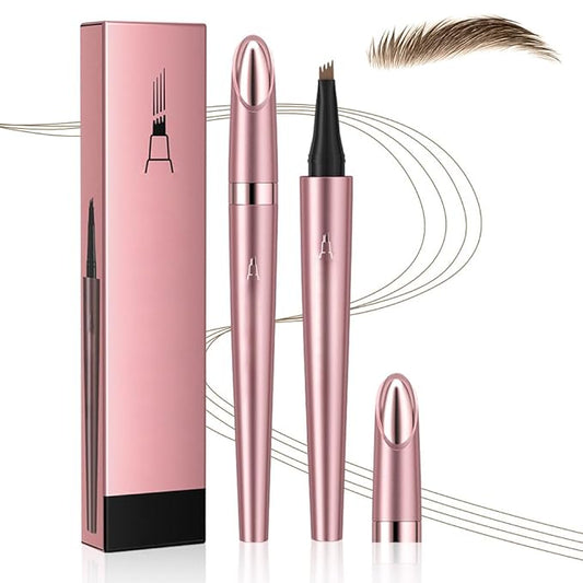 Eyebrow Pen, 2025 New 3D Waterproof Microblading Eyebrow Pencil, 4 Tip Eye Brow Pen, Natural Makeup Long-Lasting Fine Stroke Magic Eyebrow Pencil Stay on All Day (Light Brown)