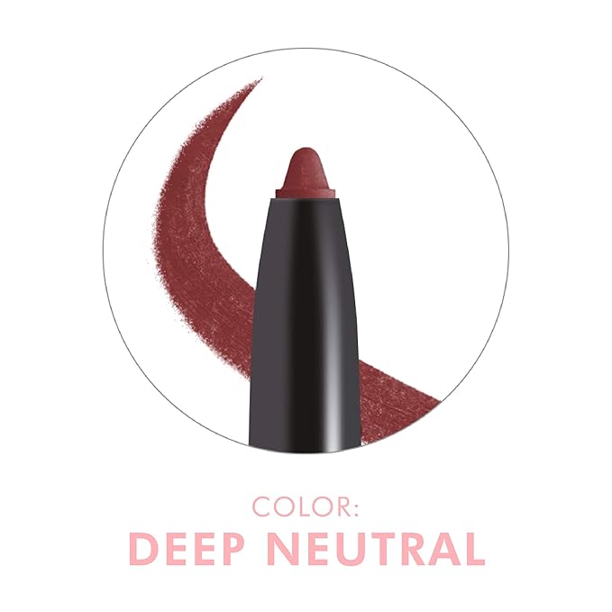 Beauty For Real D-Fine Lip Liner Pencil, Neutral Deep - Universal, Long-Wear Shade - Define, Enhance & Perfect Lip Shape - Creamy Texture for Easy Application - No Sharpener Required - 0.012 oz