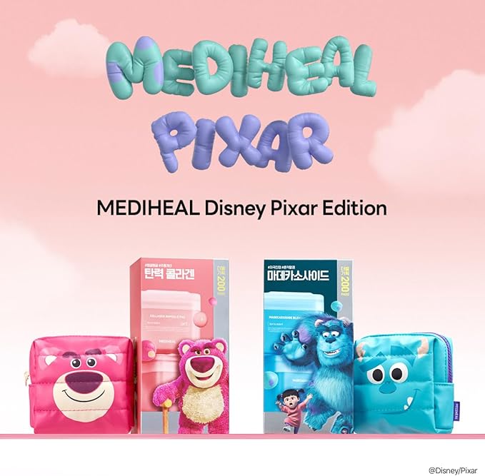 MEDIHEAL Toner Pads [Madecassoside] Blemish Care - Disney Pixar Edition - Centella Asiatica to Improve Uneven Skin Tone - Vegan Hypoallergenic Face Gauze, Full Size 100 + Refill 100 (200 Count)
