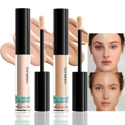 Liquid Concealer Makeup, Natural Coverage for Older Women, Under Eye Brightener Full Coverage Concealer for Dark Circles, Lightweight, Covers Oil-Free, Vegan & Cruelty-Free, 11 02+03