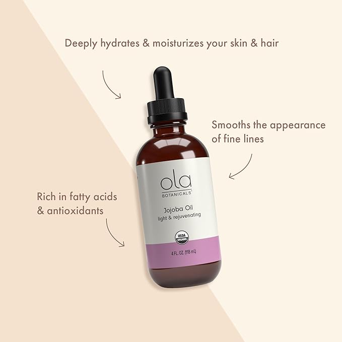 Dr. Mercola, Organic Jojoba Oil, 4 oz (118 mL), Ideal for all Skin and Hair Types, non Allergenic and non Comedogenic, non GMO, Soy Free, Gluten Free, USDA Organic