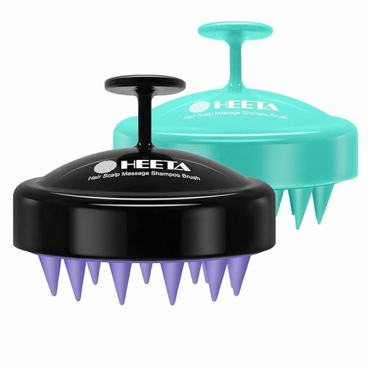 HEETA Scalp Massager Hair Growth 2-Pack, Soft Silicone Scalp Scrubber Shampoo Brush for Exfoliation Dandruff Removal Head Massage Stress Relax, Wet & Dry Use for Women Men Thick Thin Curly Hair Care
