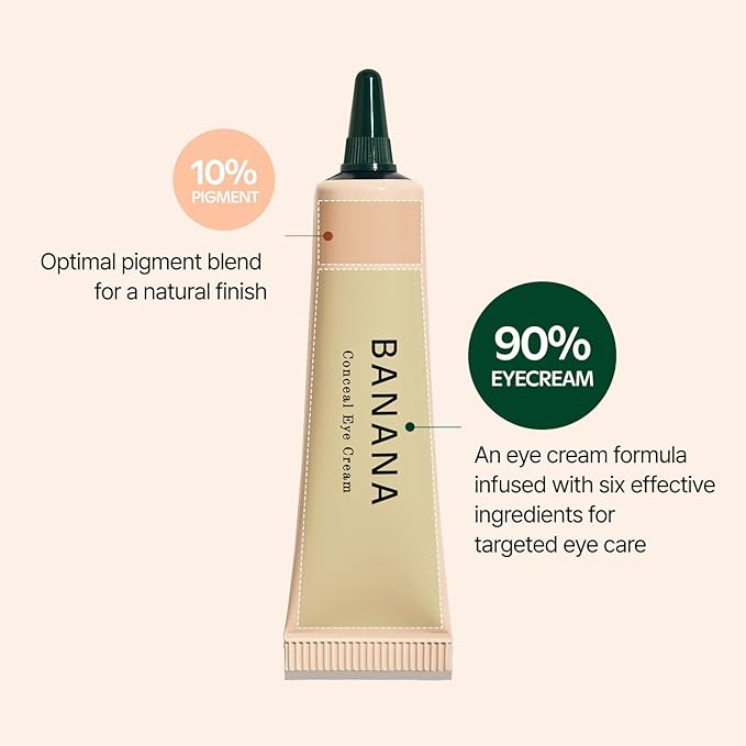 shaishaishai BANANA Conceal Cream, Hydrating Under Eye Cream & Dark Circle Corrector, Revitalizing Firming with Collagen & Vitamin C, Korean Skincare, 0.52 oz