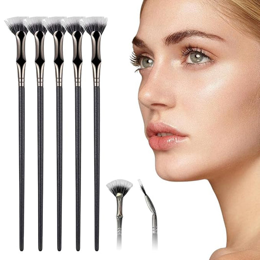 Folding Angle Scalloped Lash Brush, 2024 Upgraded Mascara Fan Brush, Eyelash Comb Separator Makeup Tool, Multifunctional Eyelash Comb Separation Tool, Eyelash Fan Brushs Stick Makeup Tool (5pcs)