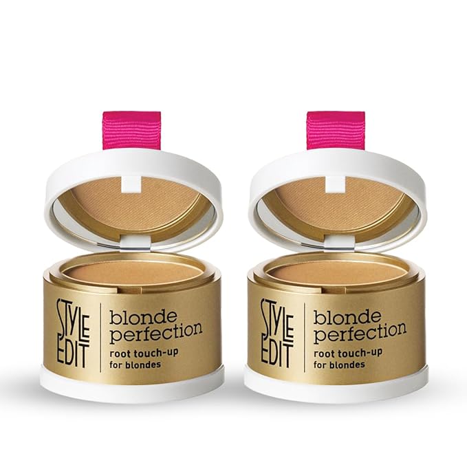 Style Edit Root Touch Up Powder, Instantly Covers Gray Hair, Dark Roots & Hairline, Temporary Color, Mineral-Infused Concealer, Cover Up Compact with Sponge Applicator, 0.14 oz, 2 Pack (Dark Blonde)
