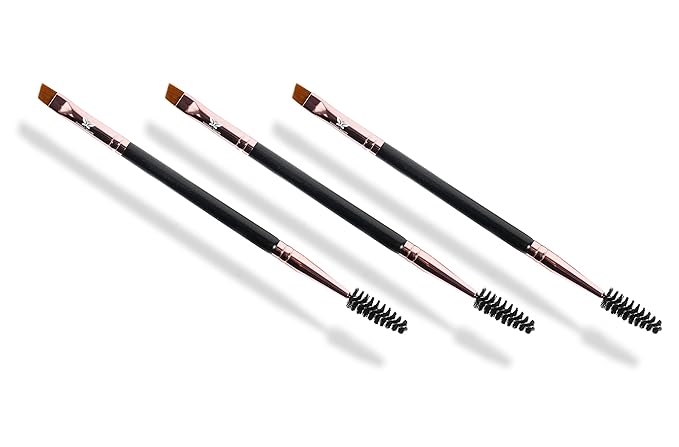 Existing Beauty Henna Eyebrow Brush - Dual Sided Brow Brush with Spoolie - 3 Count (Pack of 1) - Black