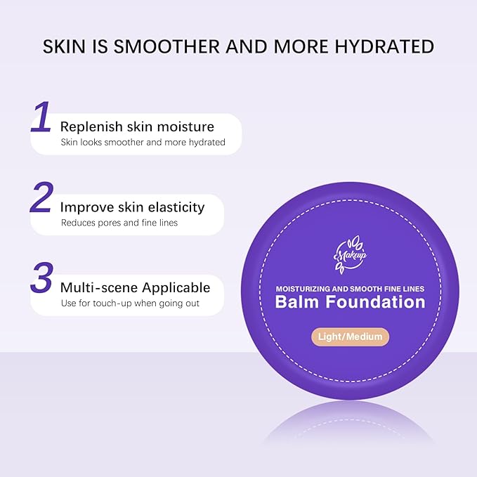 Balm Foundation | Age-Defying Hydrating Cushion Foundation for Mature Skin, Medium Buildable Coverage & Satin Glow Finish Makeup, Blurs Fine Lines, Smooths Texture (light/medium)
