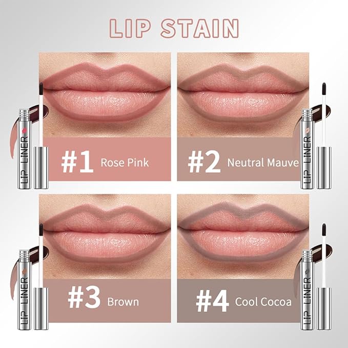 Pipe-off lip liner stain,light brown/dark brown/burgundy long-lasting,line tattoo high-color Tint,Smudge-Proof,Waterproof,Nude Matte Tint,Non-Fading, Full Coverage(#1 Rose Pink)