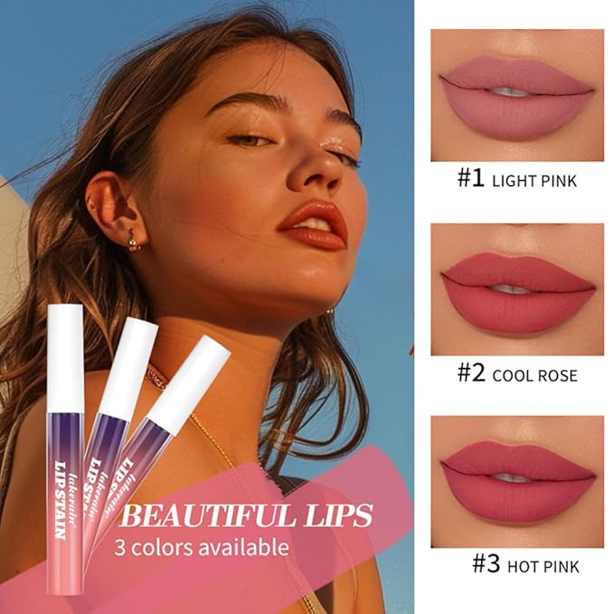 Pipe-off lip liner stain,line tattoo high-color Tint,Smudge-Proof,Waterproof,light brown/dark brown/burgundy long-lasting,Nude Matte Tint,Non-Fading, Full Coverage（#1 Light Pink）