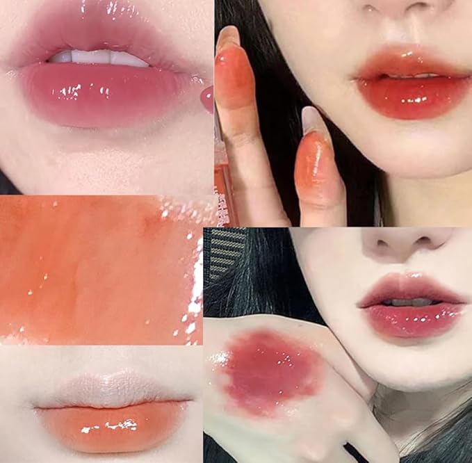 4Pcs Bear Lip Glaze Jelly Lipgloss,Liquid Lipstick Cute Bear Lipgloss Moisturizing Lip Stain Plumping Water Lip Gloss,Waterproof Juicy Lasting Tint Lip Gloss Set,Vivid Color,Glossy Finish
