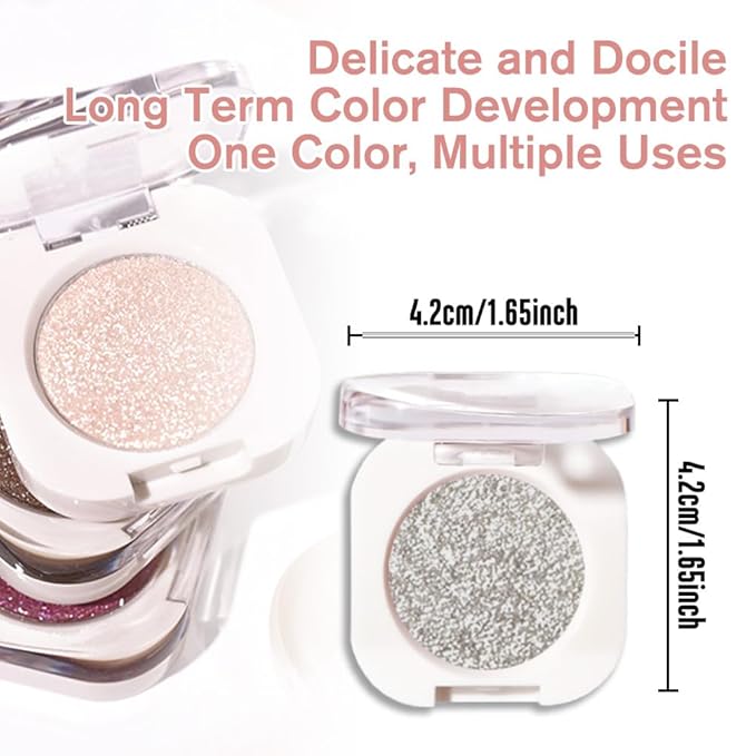 Slive Glitter Eyeshadow Palette for Women, Single Monochrome Eye Shadow Makeup, Shiny Pressed Powder, Blendable Natural sombras para ojos, Holographic,Vegan,Travel -12