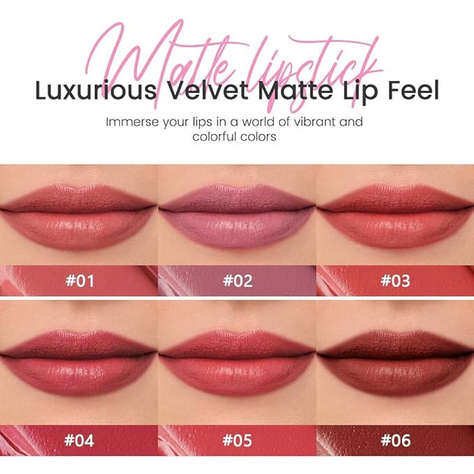 2Pcs Matte Lipstick Crayon Set for Women, Long Lasting Waterproof Velvet Lip Liner Pencil, High Pigment Creamy Lipstick, Longwear Non-Drying Lip Makeup Cruelty-free 24 Hours Original, 01#+04#