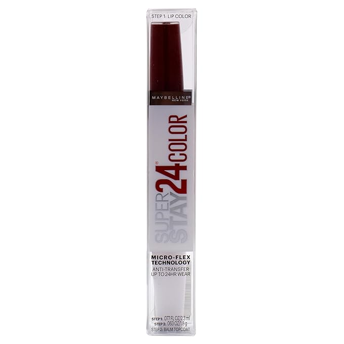 MAYBELLINE Super Stay 24, 2-Step Liquid Lipstick Makeup, Long Lasting Highly Pigmented Color with Moisturizing Balm, Keep Up The Flame, Red, 1 Count (Pack of 2)
