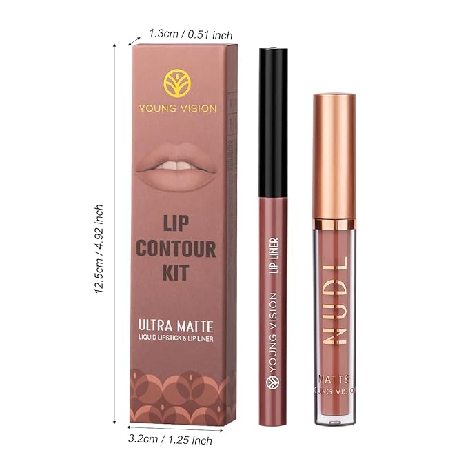 YOUNG VISION 6 Colors Matte Lipstick & Lip liner Combo Set, Matte Lip Makeup Srt - Durable, Waterproof, Long Wear, Cruelty Free for Girls, Women, Beginners Teenagers