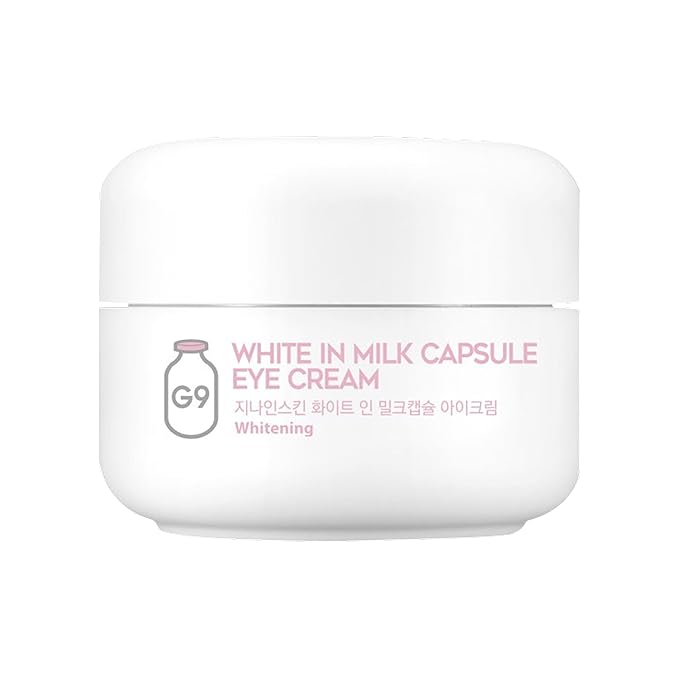 G9SKIN White In Milk Capsule Eye Cream - Lightweight Daily Eye Care Hydrating Brightening Korean Eye Cream for Dark Circles & Fine Lines, 30g