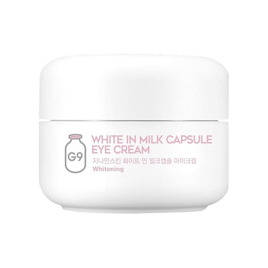 G9SKIN White In Milk Capsule Eye Cream - Lightweight Daily Eye Care Hydrating Brightening Korean Eye Cream for Dark Circles & Fine Lines, 30g