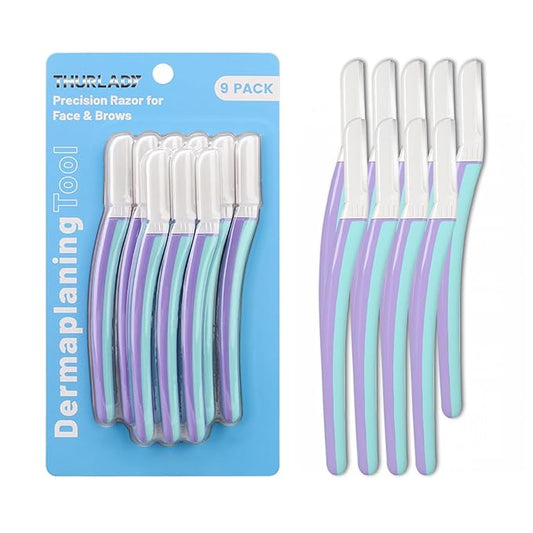 Dermaplane Razor for Women Face, Eyebrow Razor, Face Razors for Women, Dermaplaning Tool, Travel Essentials, (9 pcs, Wisteria)
