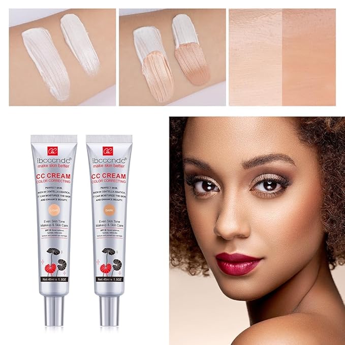 Color Correcting CC Cream Foundation, Invisible Pores Concealer, Rich In Centella Asiatic, Moisturizing And Waterproof CC Cream With Spf 25(LIGHT)