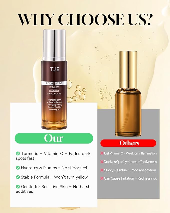TJE Turmeric Vitamin C Serum for Face, Dark Spot Removr on Face, Serum for Dark Spots, Wrinkles & Anti Aging, Vitamin C Facial Oil for Black Women & Black Skin - 1 Fl Oz