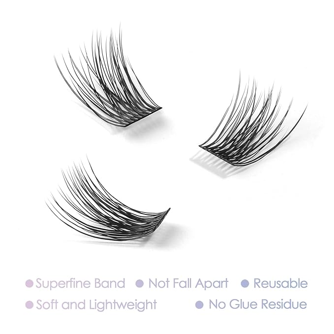 Lash Clusters, DIY Eyelash Extension, 40 Mini Glue Bonded Clusters individual lashes, Wispy Fluffy Reusable Artificial Natural Look for Cluster Lashes, C Curl Lashes Pack (Volume-16mm)