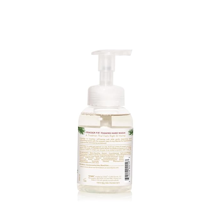 Thymes Foaming Hand Wash with Aloe & Glycerin - Foaming Hand Soap with Pump - Kitchen or Bathroom Decor - Pine Soap with Notes of Crisp Siberian Fir, Cedarwood & Sandalwood (Frasier Fir, 10.3 fl oz)