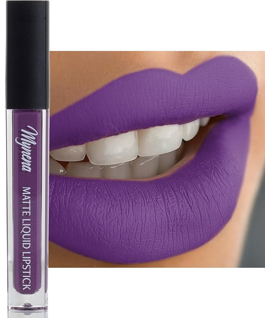 Mynena Pearl Purple Long Lasting Lipstick for Women Waterproof & Transfer-Proof | Hydrating with Shea Butter | Bold Pigment Matte Color Lip Stain | Talc-Free & Vegan Product that Performs | Sofia