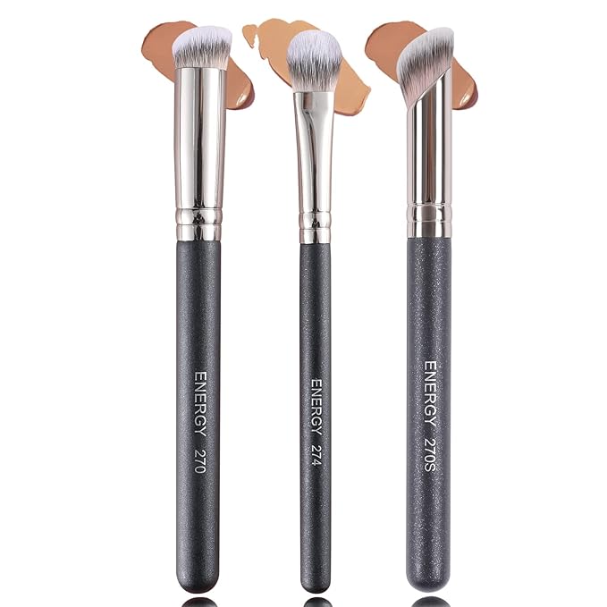 ENERGY Foundation Brushes Professional Brightening Concealer Brush Slant Angled Nose Contour Brush for Eyebrows Eyeshadow Concealer Highlighter Blending Liquid Cream Powder Makeup 270/274/270S