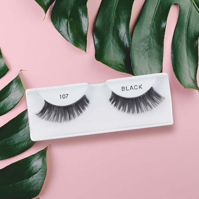 Ardell Natural Lashes False Eyelashes 107 - Black, Natural Look Strip Lashes, Long-Lasting Wear for Everyday Use, 4 Pack