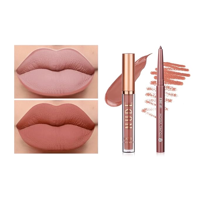 YOUNG VISION 6 Colors Matte Lipstick & Lip liner Combo Set, Matte Lip Makeup Srt - Durable, Waterproof, Long Wear, Cruelty Free for Girls, Women, Beginners Teenagers