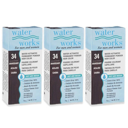 Water Works Powder Hair Color, Permanent, 3 packs (Mahogany)